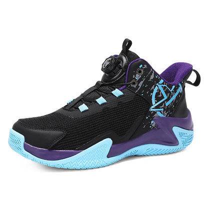 Chaussures de basket-ball unisexes en maille respirante, légères, avec boucle rotative, baskets de sport, de course en plein air, d'entraînement, d'automne