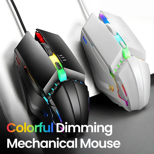 RGB Wired Backlight Mute USB Mice USB Wired Gaming Mouse for Desktop PC Notebook Computer Home Office LED Luminous 1600DPI