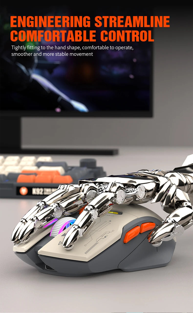 XUNSVFOX H2 trådløs Bluetooth-mus med dual-mode, RGB-lyseffekt, til laptop, gaming og kontor, med magnetisk opladning