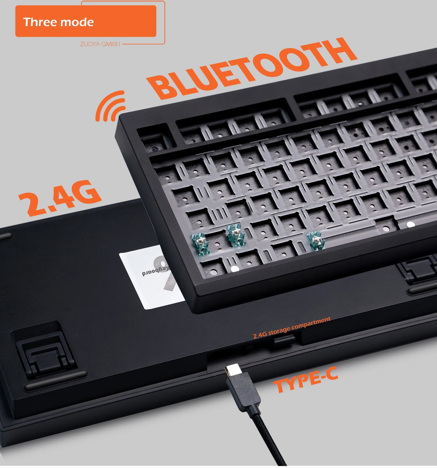 ZUOYA GMK81 Mechanical Keyboard Kit Hot-Swappable Bluetooth 2.4G Wireless RGB Backlit Gasket Structure Support for