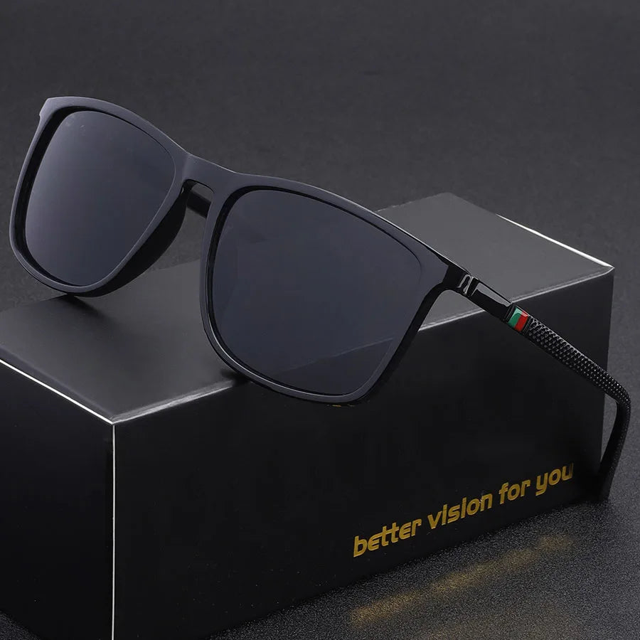 Classic Square Men's Sunglasses Comfortable Lightweight Black Frame Glasses Ideal for Travel Photography Gifts