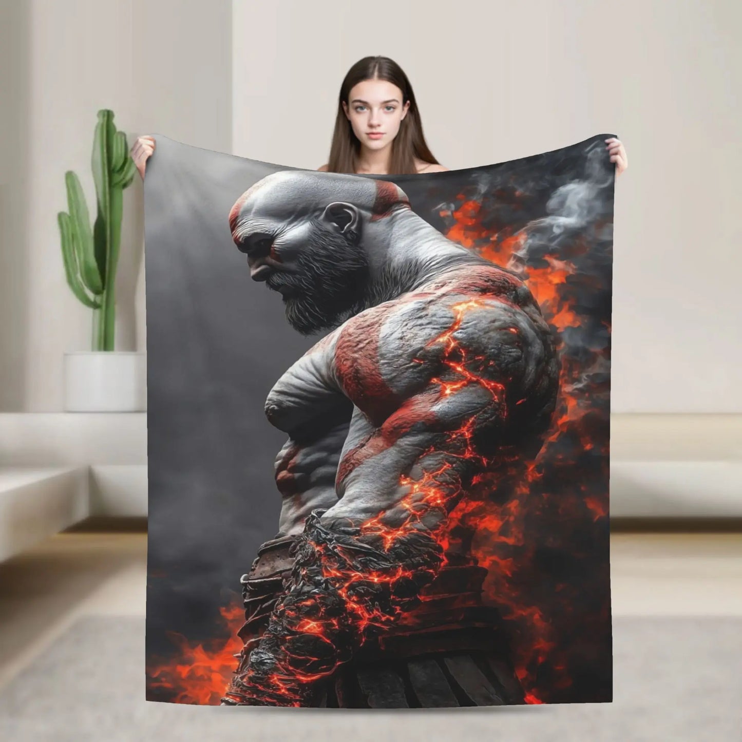 God of War Game Gamers Kratos Blanket  Soft Warm Funny Plush Throw Blanket For Home Decor Travel Flannel Bedspread Bed Cover