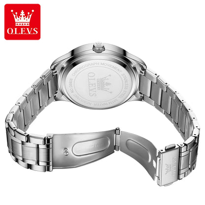 Montre à quartz pour homme OLEVS 9906, modèle carré orné de diamants, bracelet en acier inoxydable, étanche, avec double calendrier; une montre-bracelet de luxe, originale, idéale pour le milieu professionnel.