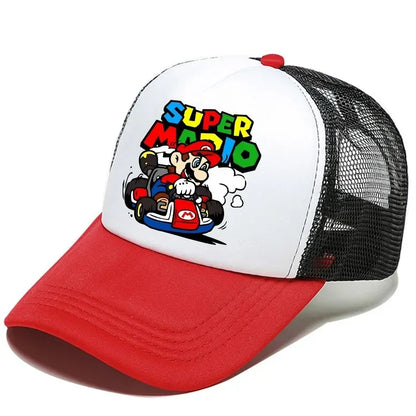Mario Casual Baseball Sun Caps Action Universal Polyester Hat Children Truck Driver Items Adult Adjustable Anime Peripherals
