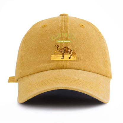 1pc Camel Print Washed Baseball Cap for Adults,  Minimalist Retro Style Casual Soft Adjustable Dad Hat, Perfect As Gift