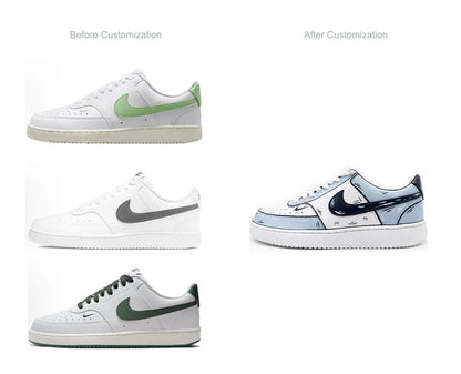 Custom Sneakers NIKE COURT VISION   Messy Line Design Couple Matching Shoes Unisex Low-Top Skate  retro shoes