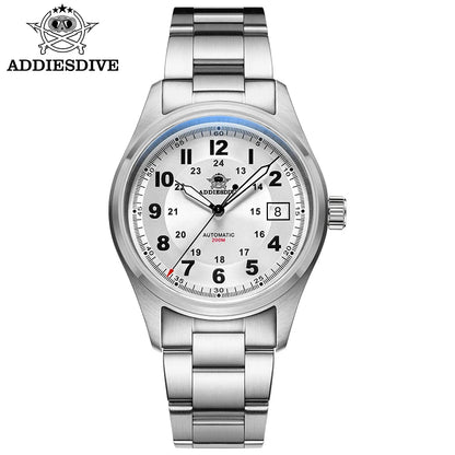 ADDIESDIVE Men's Retro Mechanical Watch Sapphire Mirror Glass Stainless Steel Watch BGW9 Luminous 200m Waterproof Analog Watch