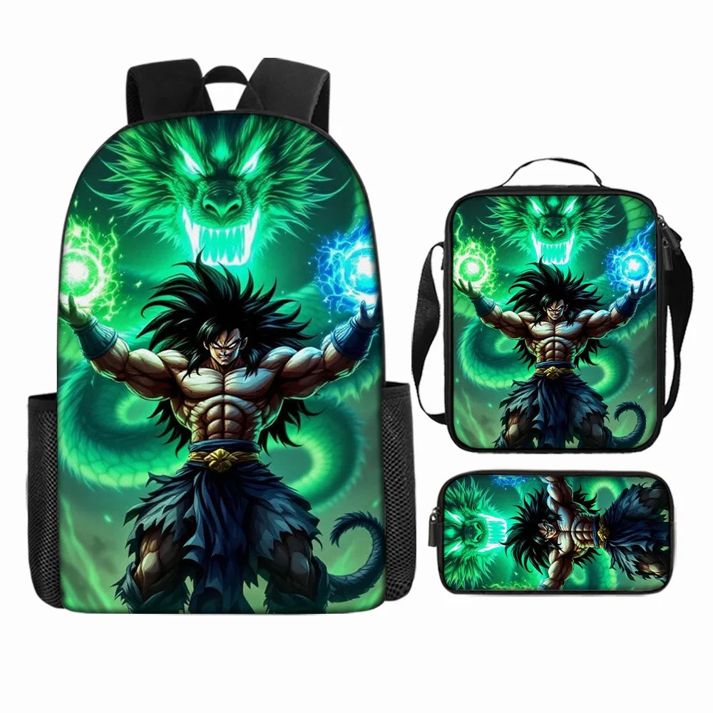 Dragon Ball 3Pcs/Set Backpacks Goku Vegeta Cartoon Print Lunch Bag Pencil Bags Student Casual School Bags Return To School Gift