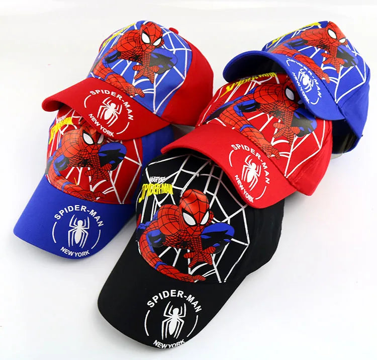 Marvel Anime Figure Spider-Man Cartoon Baseball Cap Cotton Polyester Peaked Cap Boy Girl Headwear Accessories Kids Birthday Gift