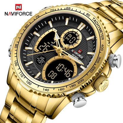 Montre de sport pour homme NAVIFORCE – Montre-bracelet originale de luxe en acier inoxydable, modèle militaire étanche à double affichage