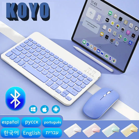 Spanish Russian Arabic Korean Portable 10 Inch Wireless Keyboard and Keyboard Set for iPad Samsung Tablet Laptop iOS Android