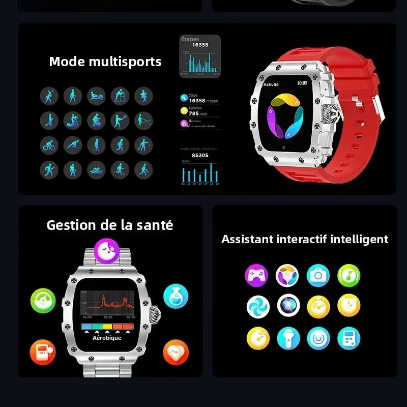 New Trend Smart Watch 1.76 inch AMOLED 3D Dynamic Dial IP67 Waterproof Bluetooth Call NFC Voice Assistant Men Sports Smartwatch