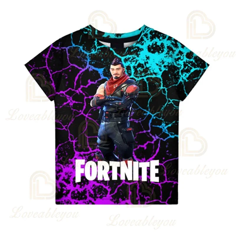 Detské letné tričko Fortnite Victory Royale Ninja Fashion 3D s krátkym rukávom, detské oblečenie s kreslenou potlačou