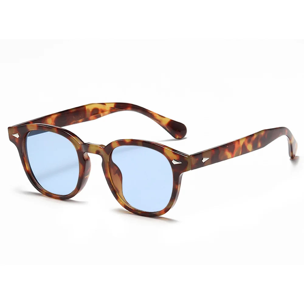 JNPCXI Quality New Retro Round Sunglasses Women Fashion Rivets Decoration Shades UV400 Men Punk Leopard Sun Glasses