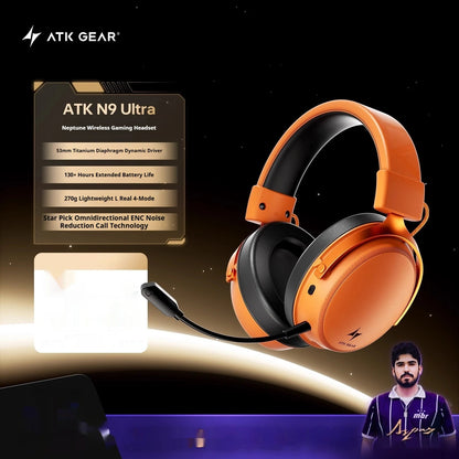 Nouveau casque de jeu sans fil ATK N9, écouteurs à quatre modes avec haut-parleur dynamique de 53 mm, son spatial 3D, casque audio Hi-Fi, cadeau.