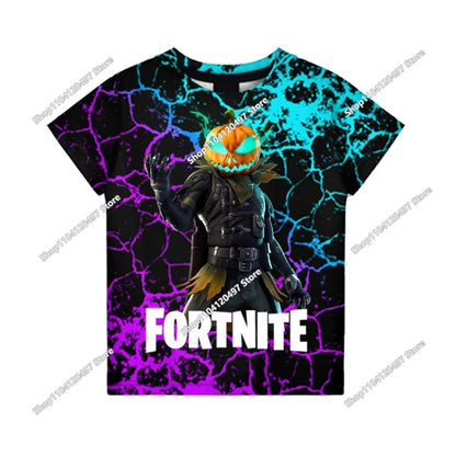 T-shirts Fortnite Anime para Menina, T-shirt Branca para Rapaz, T-shirts Cartoon para Bebé, Camisolas de Verão com Estampado Fofo, Tops de Disfarce