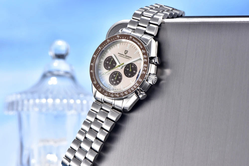 PAGANI DESIGN 2026 New Moon Watch Retro Luxury Quartz Watches For Men Stainless steel Luminous waterproof Sport Chronograph Man