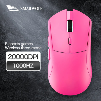 SMAILWOLF RS7 Bluetooth trådløs gamingmus, tre tilstande, PAW3311, makroprogrammerbar mus til laptop, gaming og kontor
