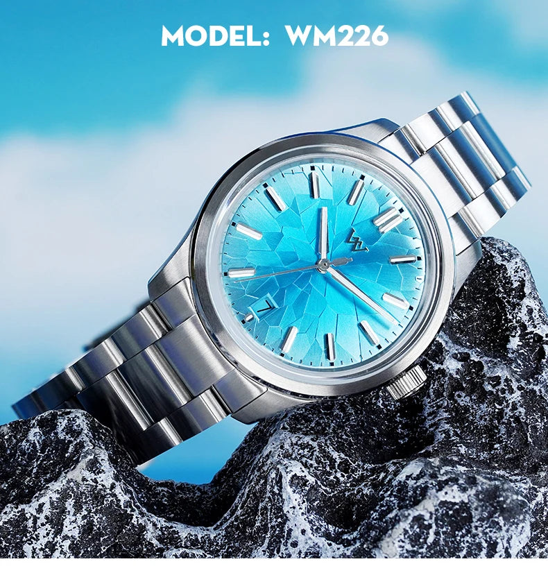 WM Watch Automatic Mechanical Watch NH35 Glacier Series 100M Waterproof AR Coated Sapphire Welly Merck Watches For Man WM226