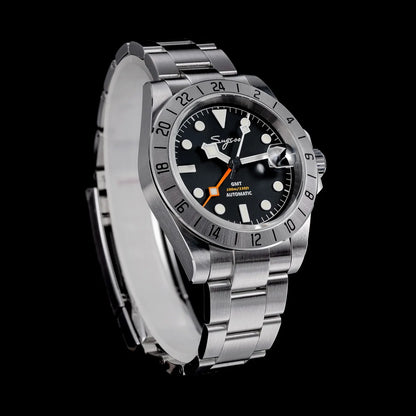 SEESTERN GMT Retro Watch for Men NH34 Automatic Movement Mechanical Wristwatches Sapphire Crystal Fine-tuning Pull Button S436