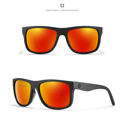 KDEAM Polarized Sunglasses Men Sports Tridimensional Brand Logo TR90 Square Sun Glasses All Black With Zipper Case KD0721