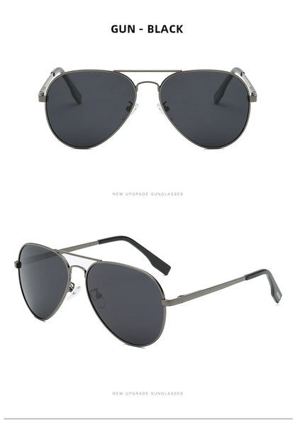 Classic Big Pilot Polarized Sunglasses Men Luxury Metal Black Aviation Sun Glasses Male Fashion Driving Vacation Shades UV400