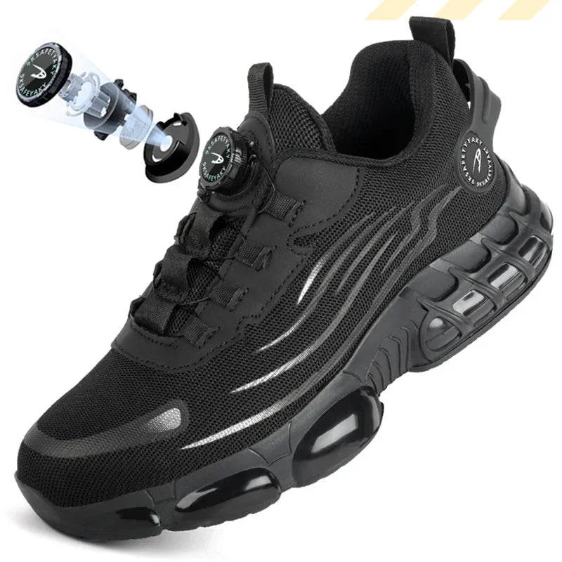 Men Ankle Work Safety Shoes Synthetic Upper Rubber Outsole Anti-Slip Wide Toe Box Anti-impact and Anti-piercing Shoes Men