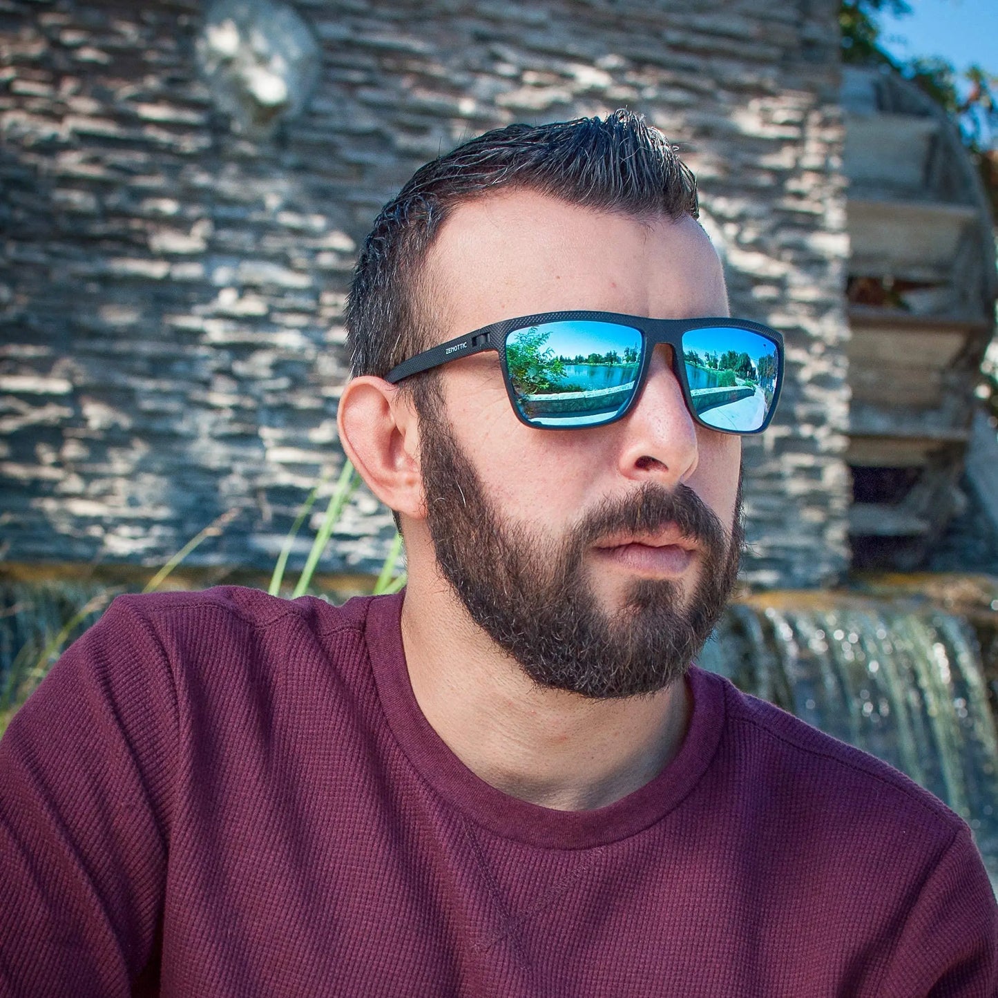 ZENOTTIC Polarized Sunglasses for Men Shades Lightweight TR90 Frame UV400 Protection Square Outdoor Trave Driving Sun Glasses