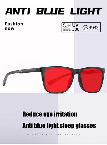 Men Sleep Blue Light Blocking Glasses Women Anti Radiation Computer Eyewear UV500 PC Red Lenses TR90 Square Eyeglasses Frames