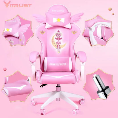Pink Gaming Chairs for Girl Magic Comfortable Anchor Live Chair Gaming Chair Cute Pink Gaming Chair