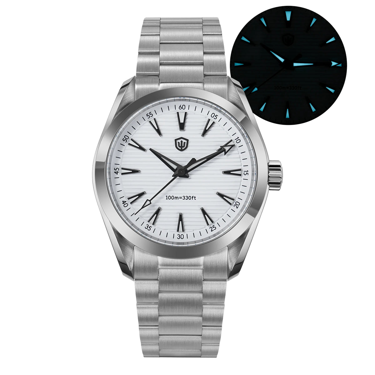 Montre Watchdives WD0006, mouvement VH31 à trotteuse fluide, verre saphir bombé, revêtement luminescent BGW9, étanche à 10 bars, 38 mm, style vintage