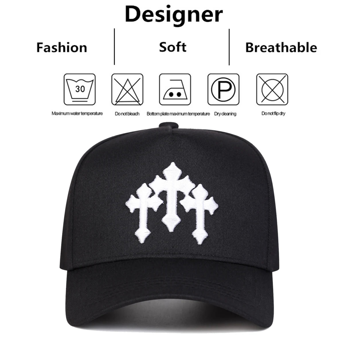 Unisex Cross Embroidery Baseball Caps Spring and Autumn Outdoor Adjustable Casual Hats Sunscreen Hat Sports Cap