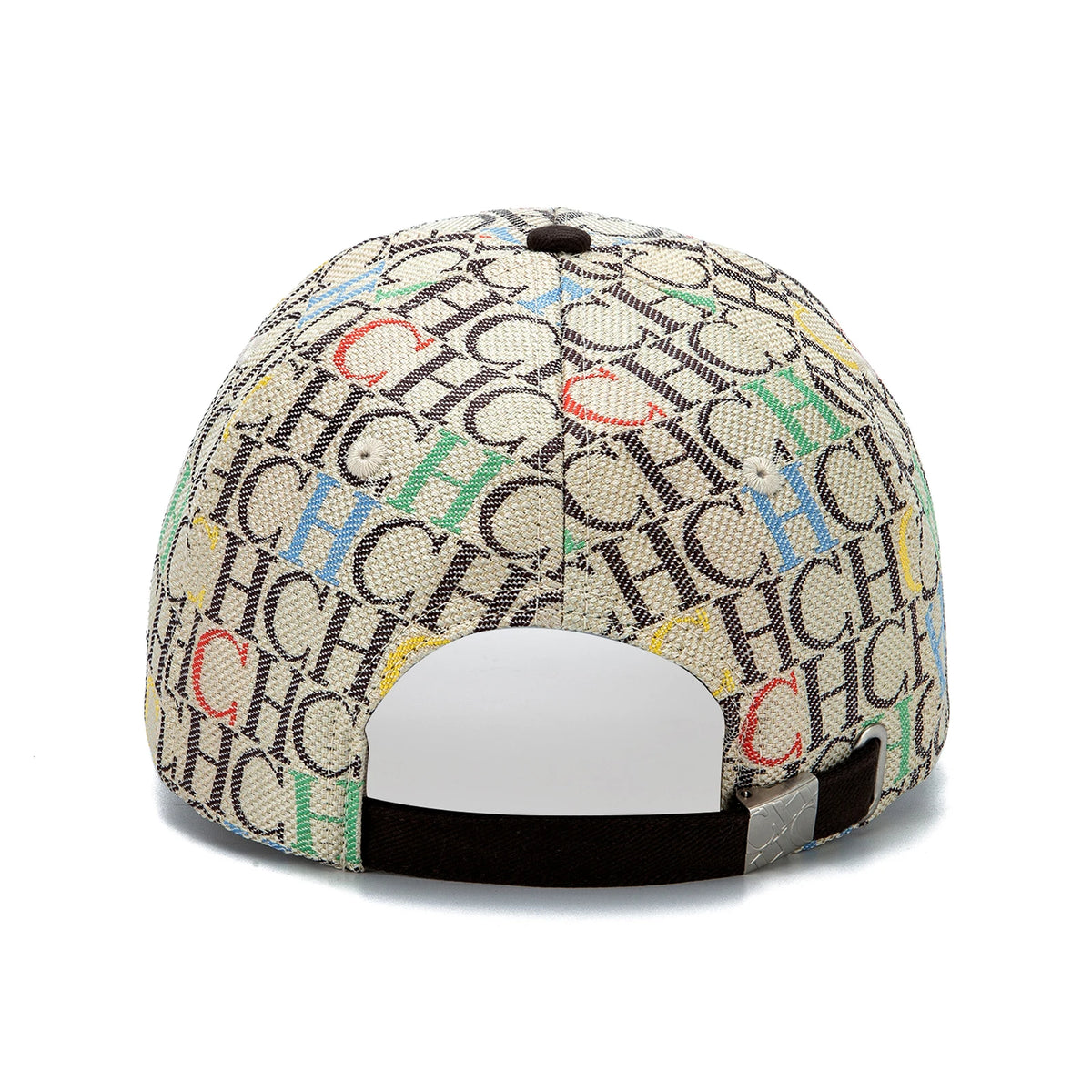CH Monogramtryckt basebollkeps, strukturerad, justerbar, unisex, ”dad hat”, solskärm, streetwear, svart vävt tyg, casual keps