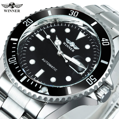Montre mécanique classique pour homme – Marque de luxe, style professionnel, mouvement automatique, lunette rotative, cadran luminescent, bracelet en acier