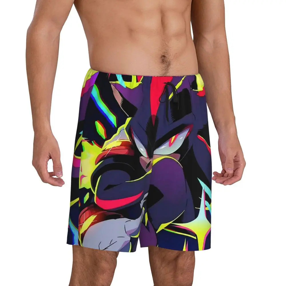 Custom Shadow The Hedgehog Sonic Poster Short Pajama Pants Men Sleepwear Sleep Lounge Bottom Shorts Sleeping Pants