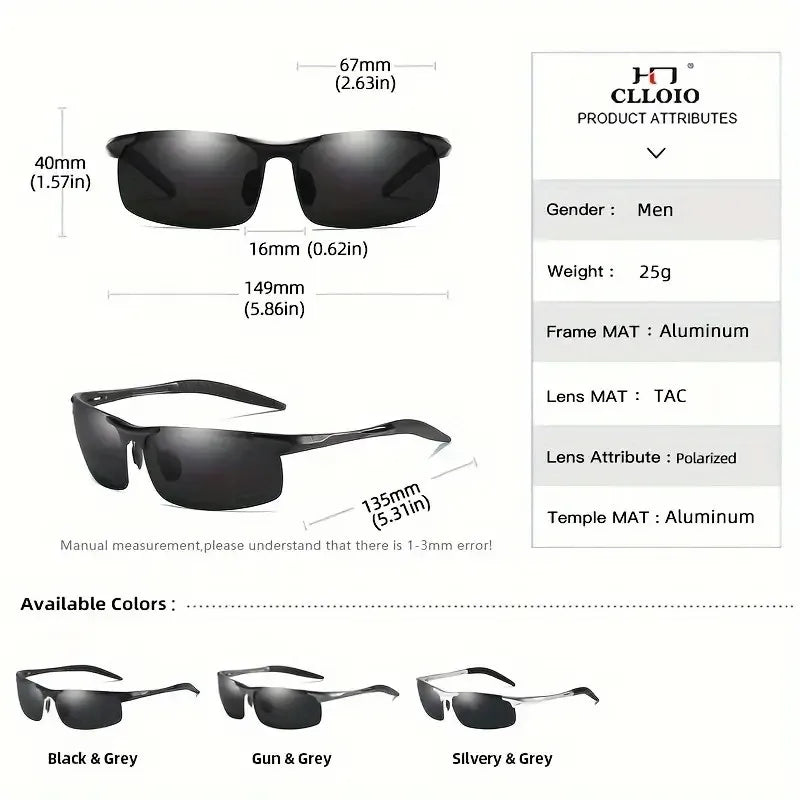 CLLOIO Brand Men's Polarized Sunglasses Aluminum Frame UV400 Anti-Glare Sun Glasses Male Driving Glasses Rimless Oculos De Sol