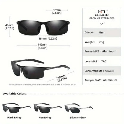 CLLOIO Brand Men's Polarized Sunglasses Aluminum Frame UV400 Anti-Glare Sun Glasses Male Driving Glasses Rimless Oculos De Sol