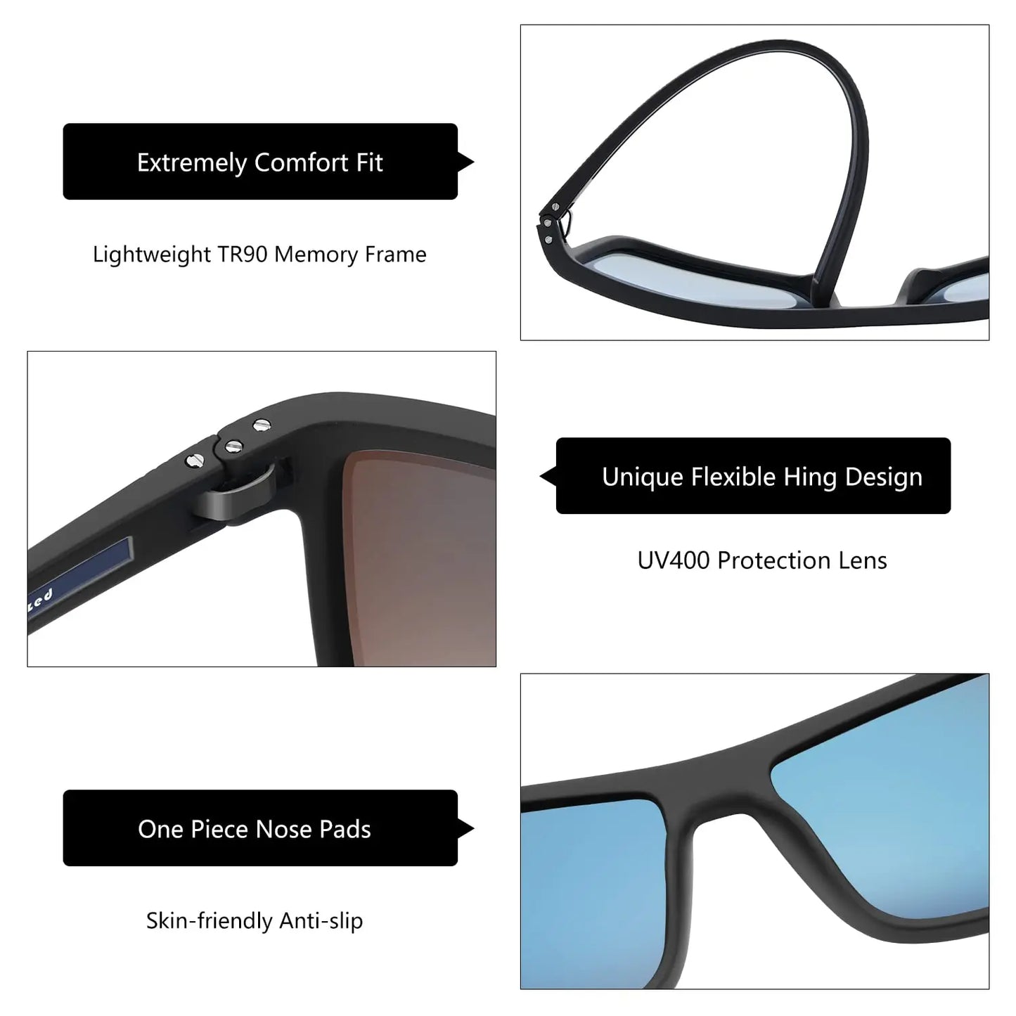 ZENOTTIC Polarized Sunglasses for Men Shades Lightweight TR90 Frame UV400 Protection Square Outdoor Trave Driving Sun Glasses