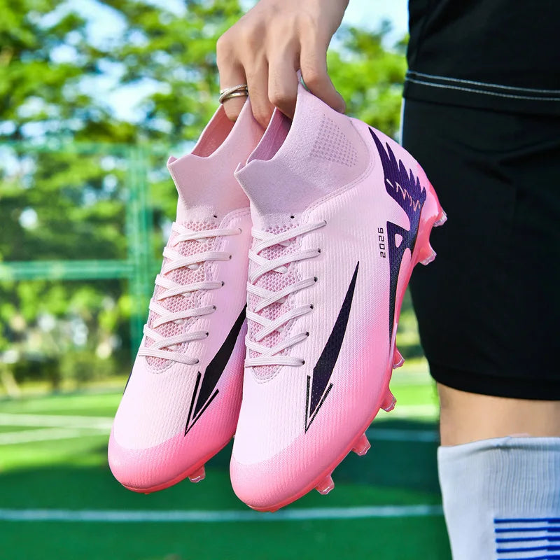 Nouvelles chaussures de football pour hommes, chaussures de soccer de haute qualité pour l'extérieur, chaussures de sport ultralégères pour l'intérieur, chaussures de sport antidérapantes à cheville haute, chaussures d