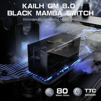 Mysz gamingowa ATTACK SHARK R3 ze stopu magnezu 8K SUPERLIGHT, 8000Hz, 6 regulowanych poziomów DPI do 26000, PAW3395, BT/2.4G, bezprzewodowa/przewodowa