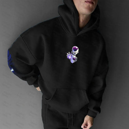 Φούτερ Dragon Ball Frieza με κουκούλα, unisex, streetwear casual pullover hoodie με graphic print, ανοιξιάτικο και φθινοπωρινό fashion top