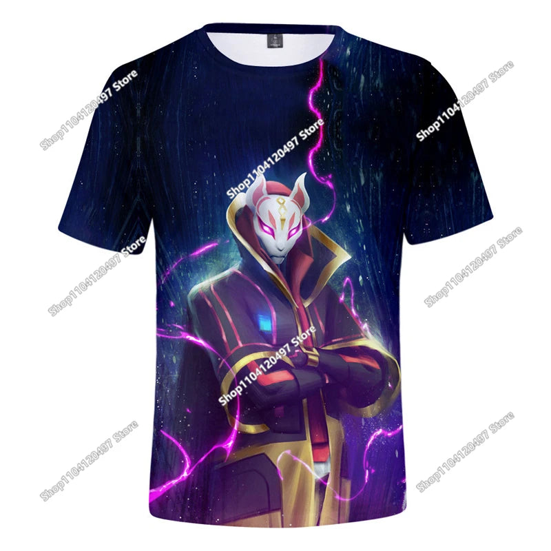 Zomer T-shirt voor kinderen, Battle Royale Fortnite Heldenoverwinning 3D, voor jongens en meisjes, babykleding