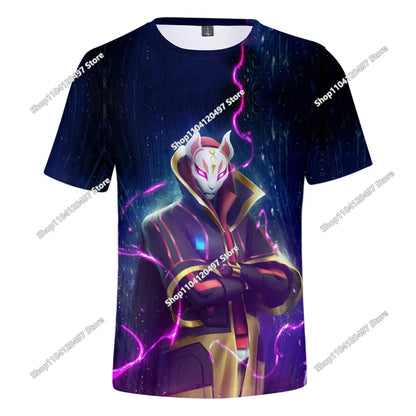 Zomer T-shirt voor kinderen, Battle Royale Fortnite Heldenoverwinning 3D, voor jongens en meisjes, babykleding