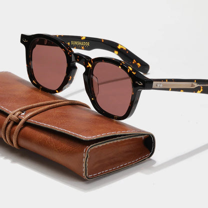 High QualityTortoiseshell Round Frame Handmade Sunglasses Designer Men Acetate Women's Beach Sun UV400 Sunglasses Can Be Carved