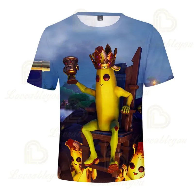 T-shirt Fortnite para Meninos, Tops Infantis de Verão, Roupa de Criança com Gráficos 3D Divertidos do Jogo Battle Royale, T-shirt para Crianças Pequenas e Meninas