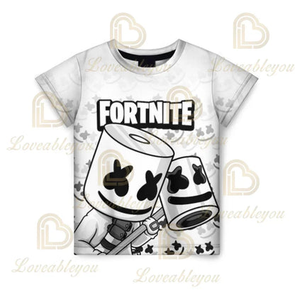 Battle Royale T-paita Fortnite T-paita Victory Cartoon -yläosat nuorille, lasten Hero Game Fortress Night 3D -T-paita pojille ja tytöille