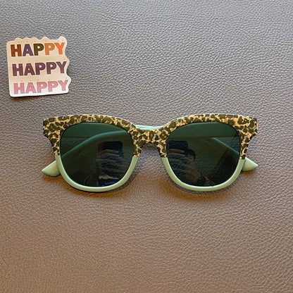 New Children Vintage Leopard Print Square Sunglasses UV400 Outdoor Fashion Girls Boys Protection Sunglass Kids Sun Glasses