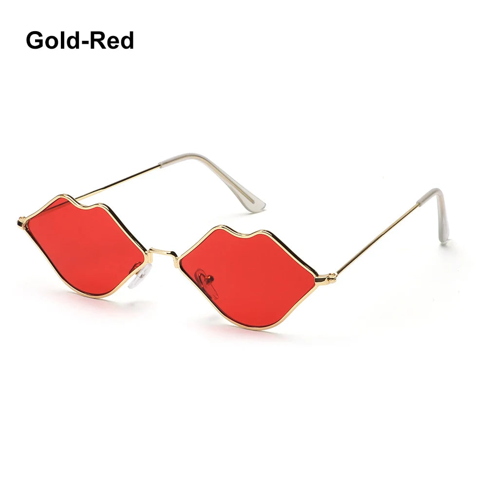 Sexy Red Lips Sunglasses for Men Women Trendy Retro Metal Frame Halloween Party Cosplay Eyewear Fashion Ocean Lens Sun Glasses