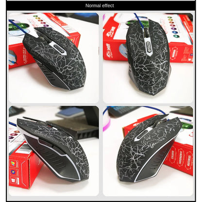Herní myš 2400 DPI s USB kabelem, LED podsvícením, profesionální myš pro hráče, ergonomická počítačová myš pro PC, notebook a Macbook
