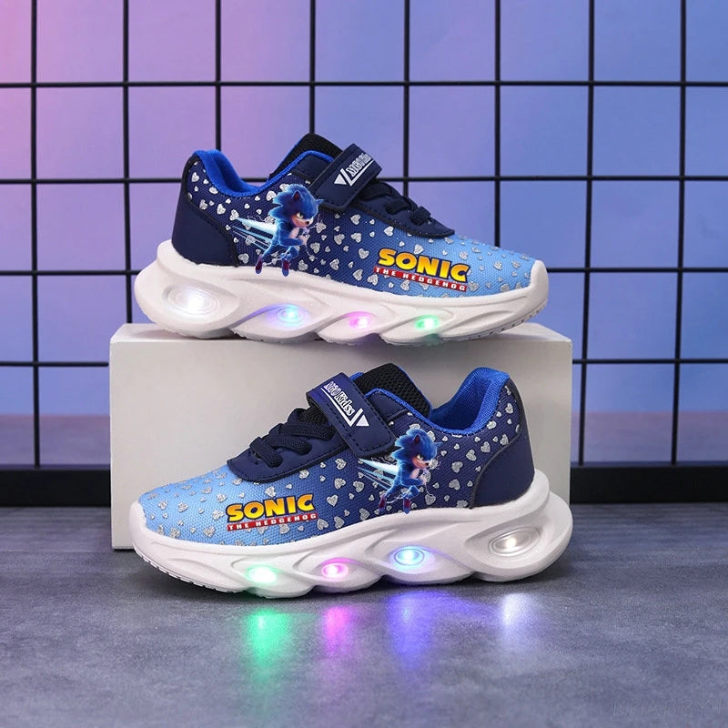 Sonic Sport Shoes Spring Luminous Fashion Breathable Net Shoes LED Sneakers with Light Running Shoes